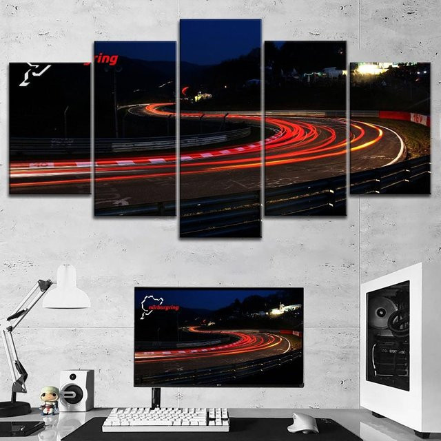 Nürburgring Rally Straße Wandkunst aus Leinwand von Niveous Art Museum, 5-Panel Set, Mehrfarbig - Bild 1
