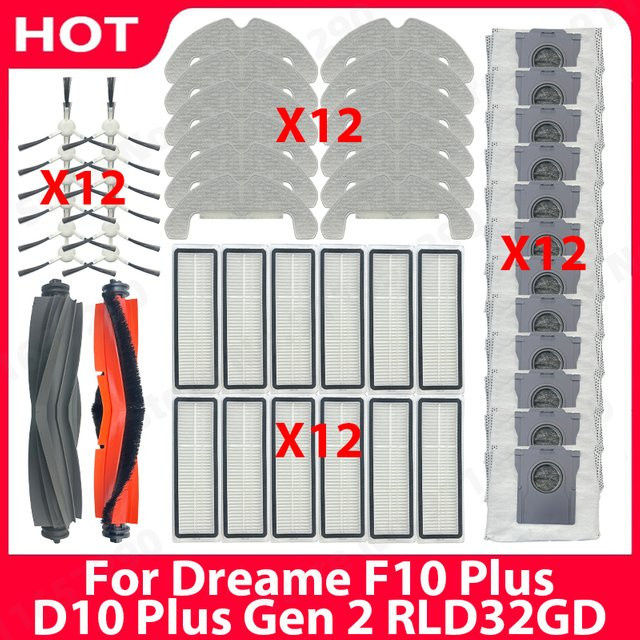 Dreame F10 Plus und D10 Plus Gen 2 RLD32GD Zubehör-Set mit Hauptbürste, Seitenbürste, Hepa-Filter, Wischtuch und Staubbeuteln in Multicolor - Bild 1
