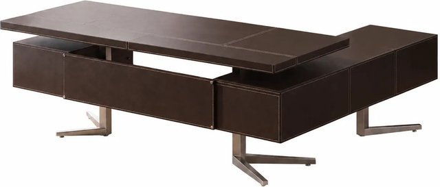 Jet-Line Luxus Schreibtisch Bari Linksseitig mit Kunstlederüberzug in Braun, Breite: 220 cm - Bild 1