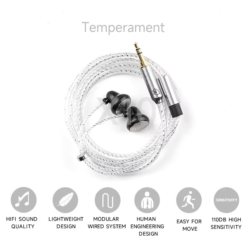 Temperament X10/X6 In-Ear Kopfhörer HIFI Wired mit 3,5 mm Klinkenanschluss für Gaming und Sport - Bild 2
