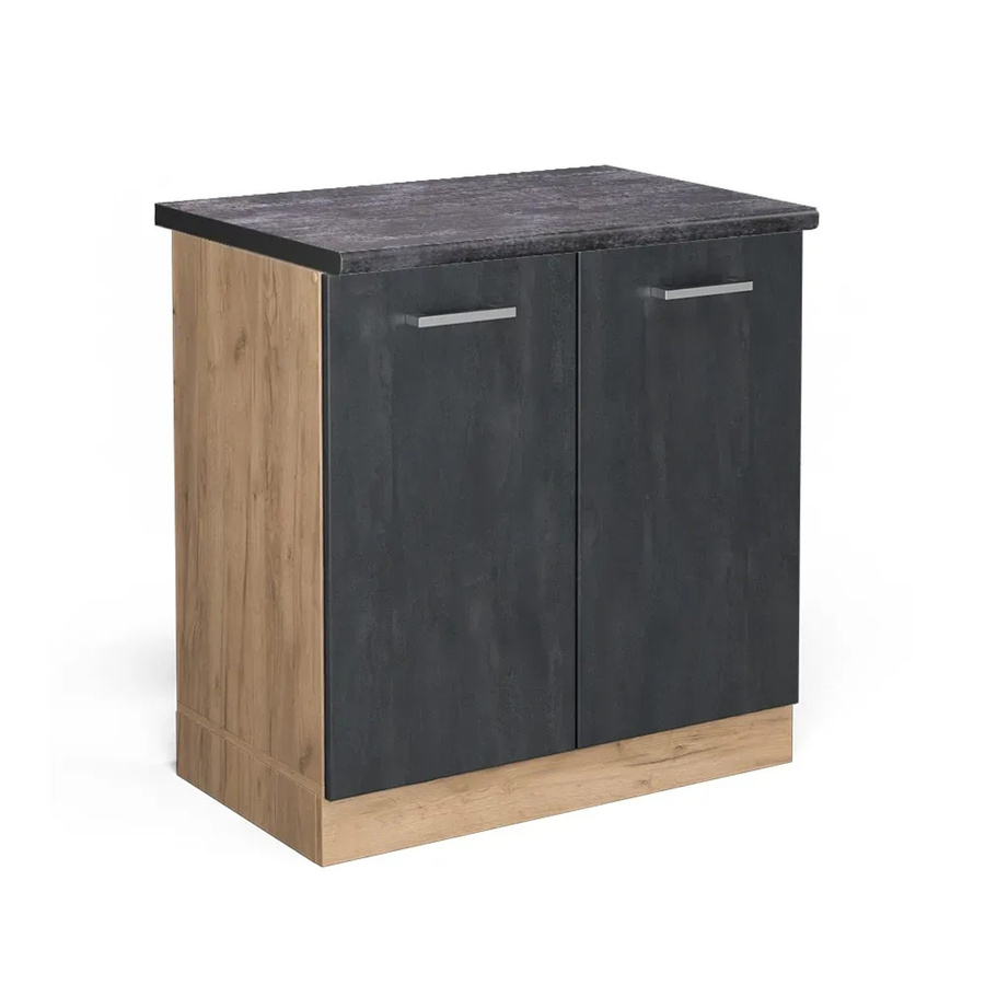 Vicco Spülenunterschrank R-Line in Schwarz Beton und Goldkraft Eiche, Breite: 80 cm - Bild 2