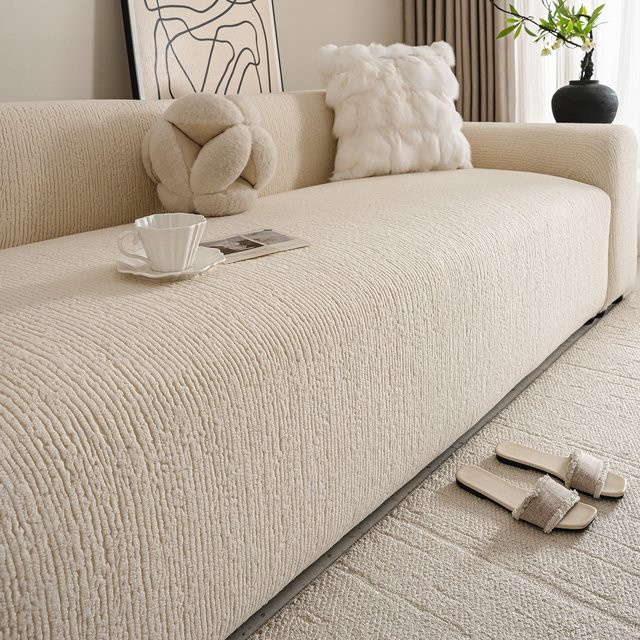 GIOMIGU Jacquard Sofabezug in Beige, elastischer Stretch-Bezug für Ecksofas und mehrsitzige Sofas im modernen Design - Bild 1