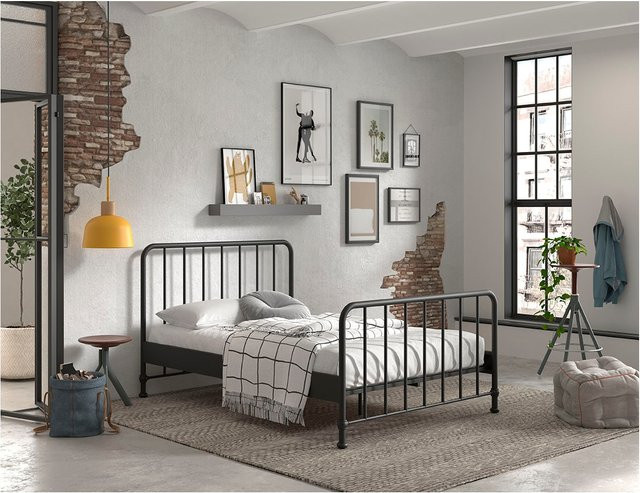 Jugendbett BRONXX von vipack aus Metall in Schwarz matt, B/T: 140 x 200 cm - Bild 1