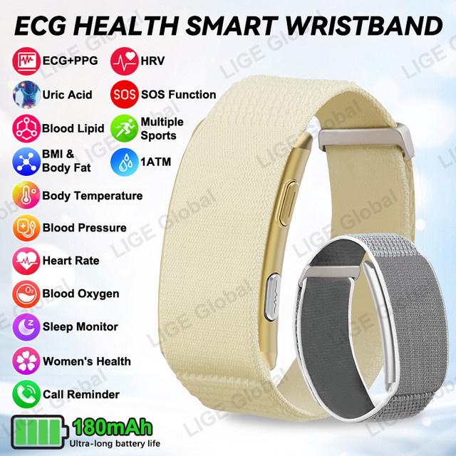 LIGE Smartwatch mit EKG und PPG Funktion, Fitness Armband für Männer und Frauen in Grau mit Gesundheitsüberwachung für Blutdruck, Körpertemperatur und Harnsäure - Bild 1