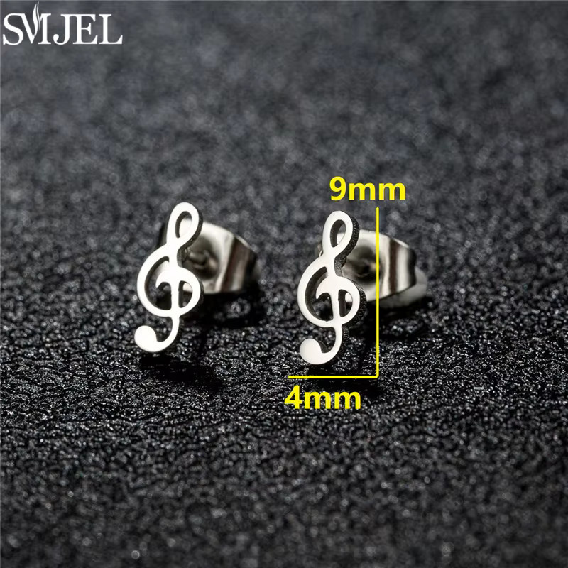 SMJEL Ohrstecker Musiknoten, Edelstahl, Silber, Damen - Bild 2