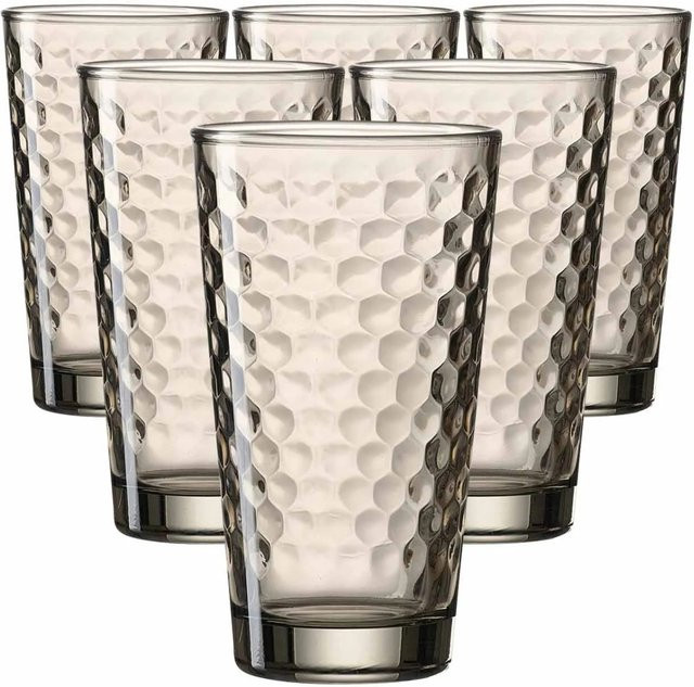 Ritzenhoff & Breker Favo Longdrinkgläser Tumbler aus Glas, Braun, 6er Set, 400 ml - Bild 1