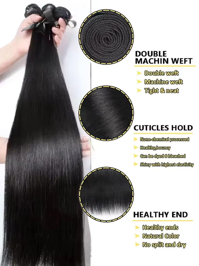 Fuduete Brasilianisches Virgin Hair Rohhaar-Extensions, 30-40 Zoll, 3-4 Bündel - Bild 3