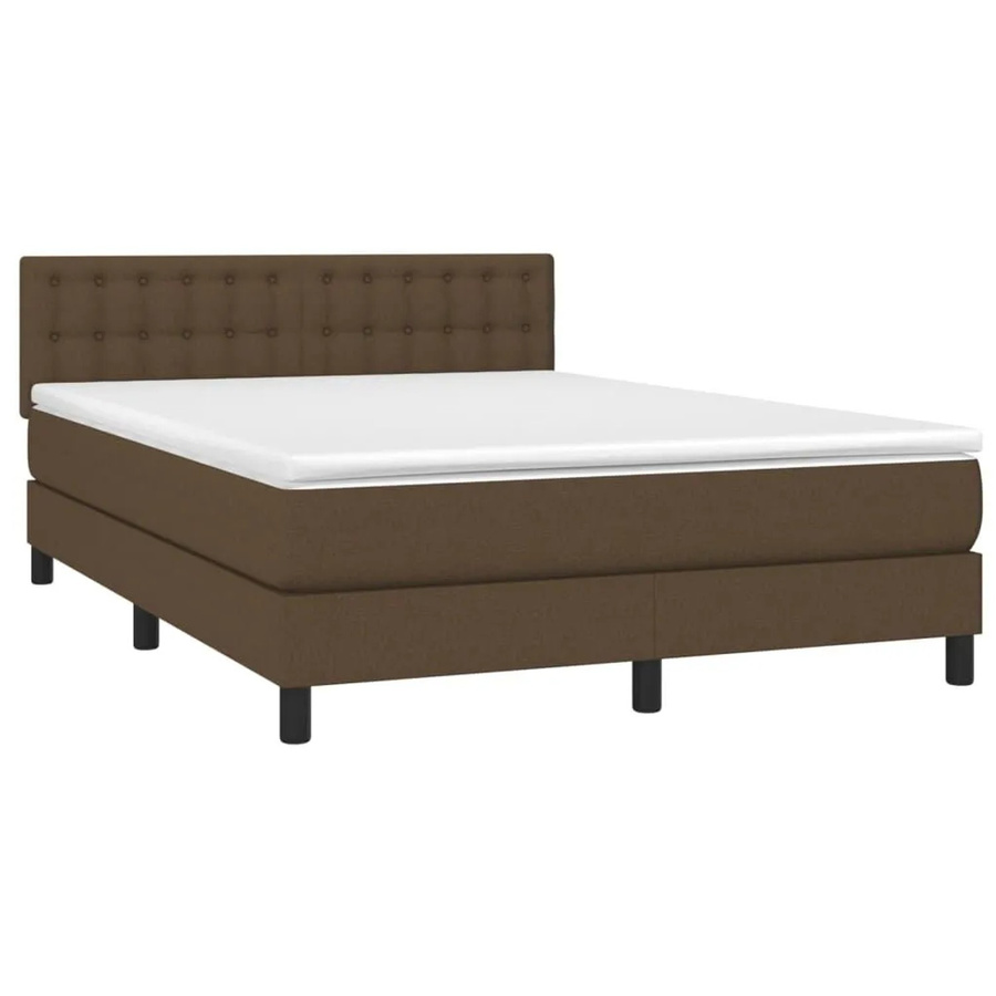 vidaXL Boxspringbett mit Matratze in Dunkelbraun, Hybridbett mit LED-Unterbettbeleuchtung und USB-Ladeport, B/T: 140 x 200 cm - Bild 2