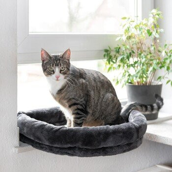 Canadian Cat Company Fensterliege Loveseat für Katzen in Grau mit abnehmbarem Microfaser-Bezug - Bild 1