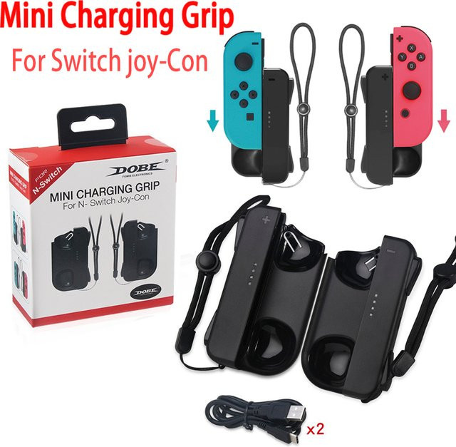 Ipega TNS-1729 2er-Pack Mini-Griffe für Nintendo Switch Joy-Con in Schwarz mit Ladefunktion, LED-Lichtführung und zusätzlichen Tasten - Bild 1