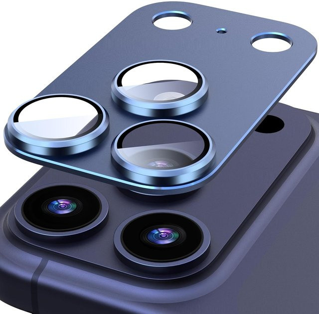 Rizy 2er Set Kameraobjektivschutz aus Aluminiumlegierung und gehärtetem Glas für iPhone 17 16 15 14 Pro Max in Blau - Bild 1
