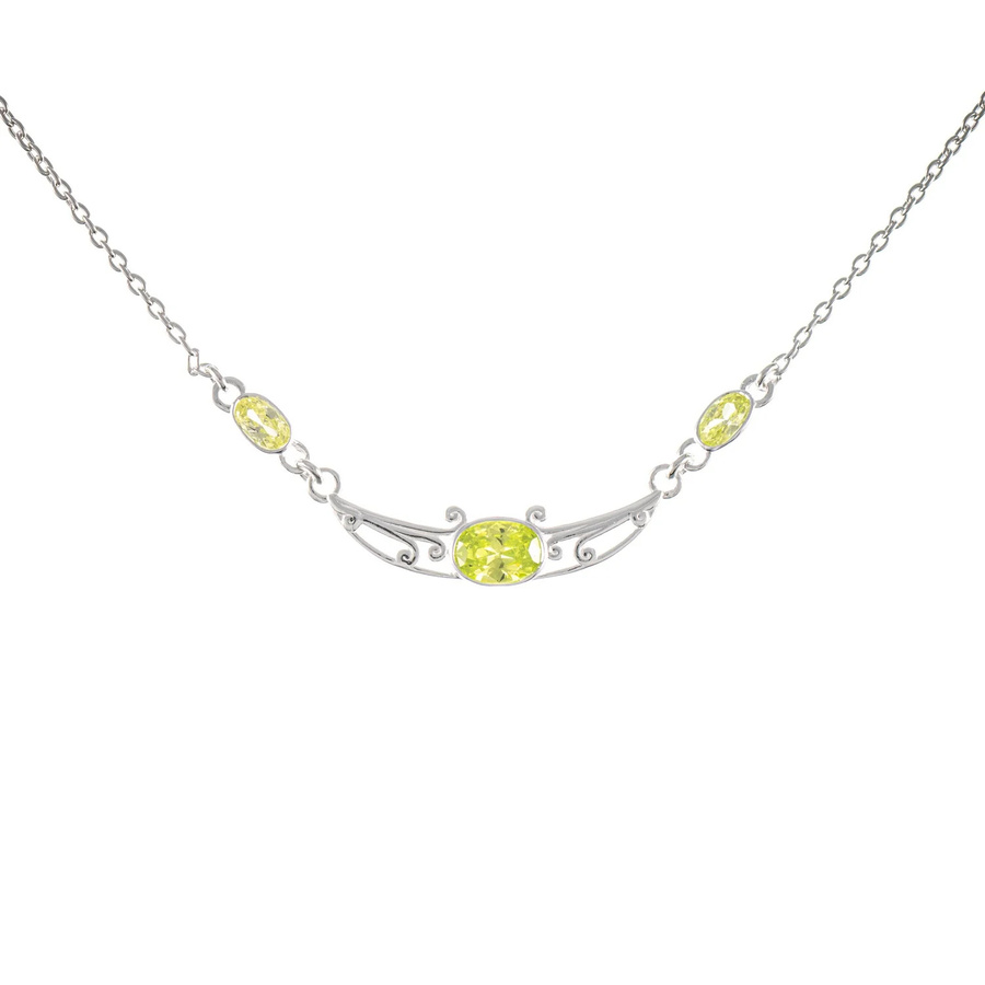 Collier 925 Silber, Zirkonia, hellgrün - Bild 1
