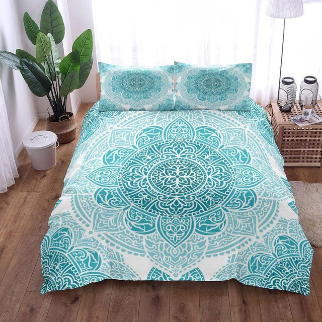 Bettwäsche Set Binchi Outdoor Product Vintage Jade Mandala in Grün und Türkis aus Mikrofaser, B/H: 140 x 210 cm - Bild 1