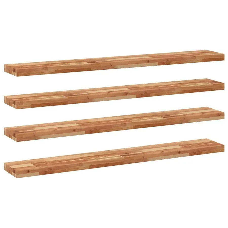vidaXL Schweberegale Set aus 4 Stück aus Akazien-Massivholz, Ölbehandelt, Braun, B: 160 cm, T: 20 cm, H: 4 cm - Bild 2