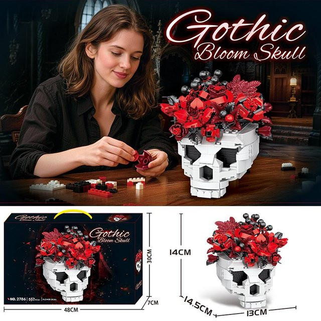 Linyi toy Bausteine Gotisch Totenkopf Rose 557 Teile - Bild 1