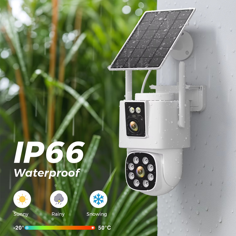 Abuntu 8MP 4K Solarkamera Outdoor mit Dual Lens und Dual Screen, Wifi Überwachungskamera mit 24 Stunden Aufnahme und Nachtsicht, Weiß - Bild 6