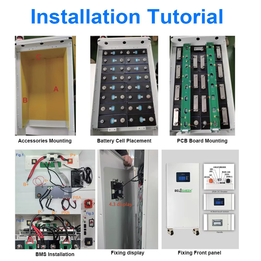 Deligreencs Vertikale 48V DIY-Batteriebox in Weiß für 280AH 314AH 334AH Zellen mit JK 16S 200A BMS V19, 2A Aktiver Balancer und Bluetooth für ESS - Bild 3