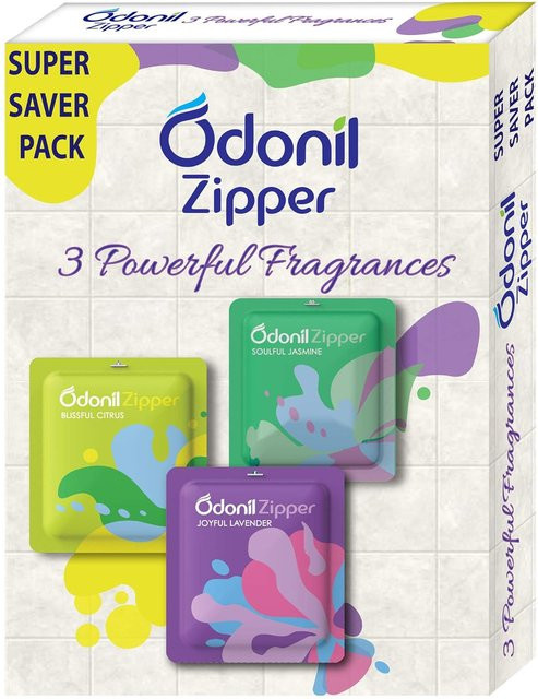 Odonil Badezimmer Lufterfrischer Zipper mit Zitrus, Jasmin und Lavendel, 3 x 10 g, Multicolor - Bild 1