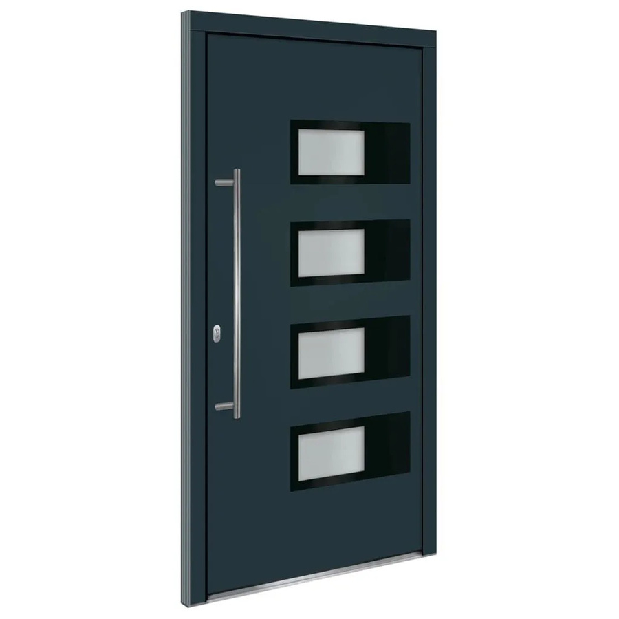 vidaXL Haustür in Anthrazit mit Glaseinsatz aus Aluminium und Kunststoff, B: 110 cm, H: 210 cm - Bild 2