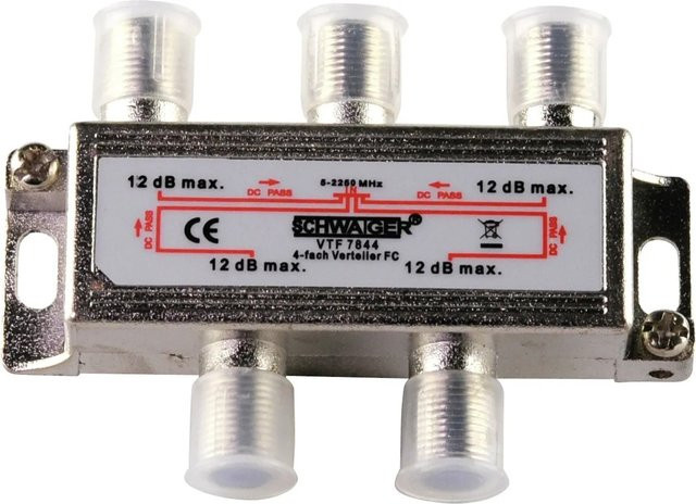 Schwaiger 4-fach Verteiler für Satellitenanlagen, Silber - Bild 2
