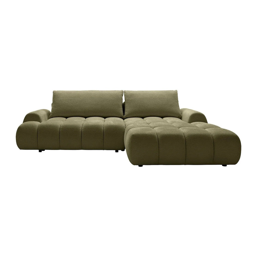 Vente-unique Schlafsofa Farneta in Grün mit L-Form und Polsterung aus Chenillegewebe, Breite: 280 cm - Bild 2