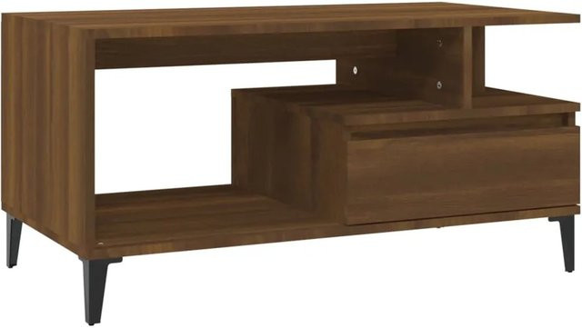 vidaXL Couchtisch in Braun mit Eichen-Optik aus Holzwerkstoff und Metall, B/T/H: 90 x 49 x 45 cm - Bild 1