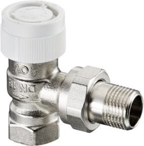 Oventrop Thermostatventil Baureihe AV 9 DN 10 Eckventil aus vernickeltem Messing in Silber und Weiß, einstellbar - Bild 1