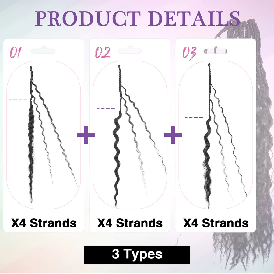 DinDong Box Braids Häkelhaar, 24 Zoll, synthetisch, Damen - Bild 5