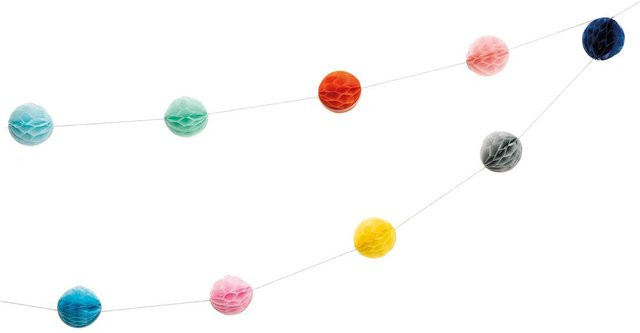 Rico Design Mini-Wabenballgirlande aus Seidenpapier in Bunt für deine Party, Länge: 2 m - Bild 1