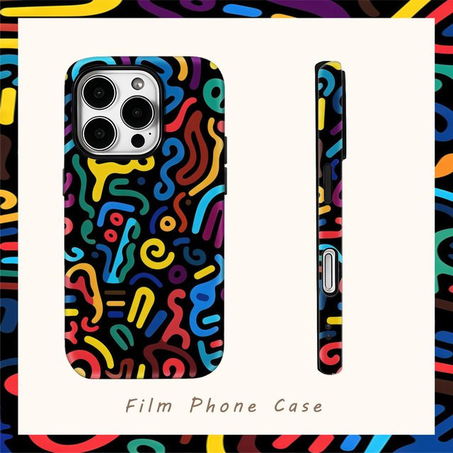 Potdemiel Magnetische Handyhülle Farbenfrohe Kurven für iPhone 18 17 16 15 14 13 12 11 Pro Max Plus Robuste Ein- und Doppelschichtige Schutzhülle in Multicolour - Bild 1