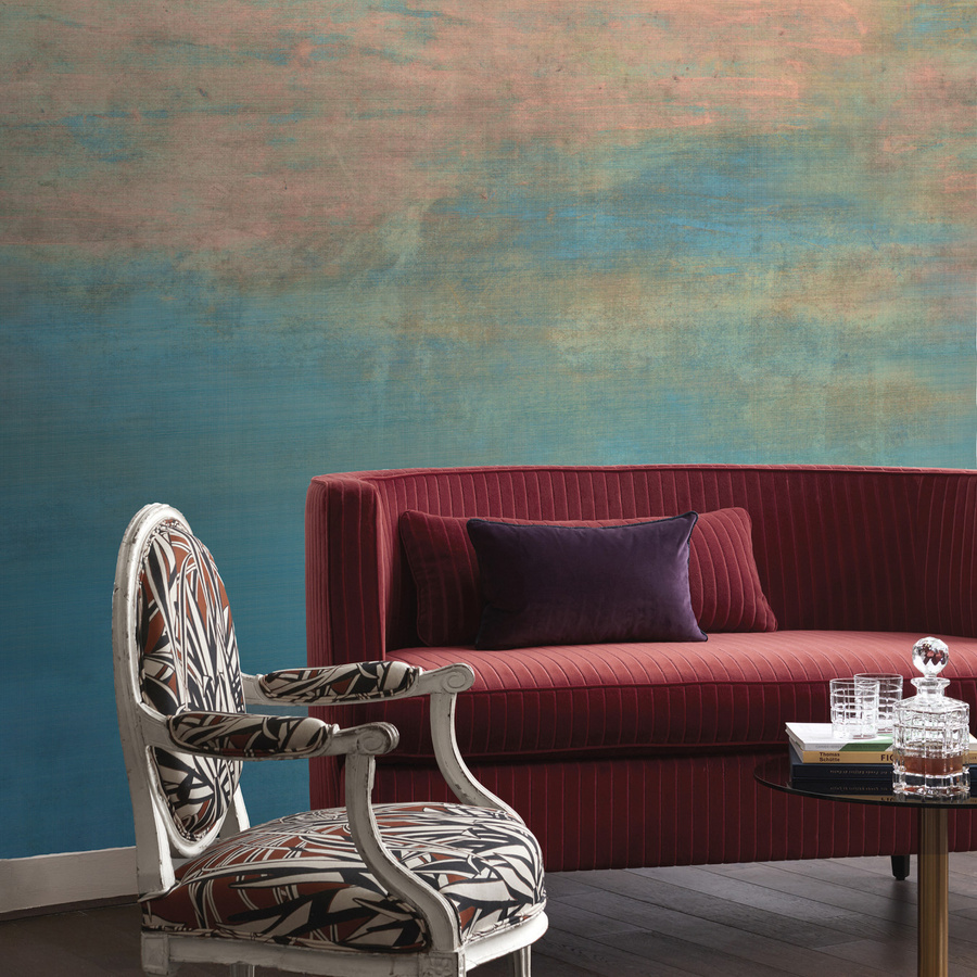 Nobilis Panorama Tapete Cielo in Pink und Blau mit abstraktem Design aus Papier und Textil - Bild 1