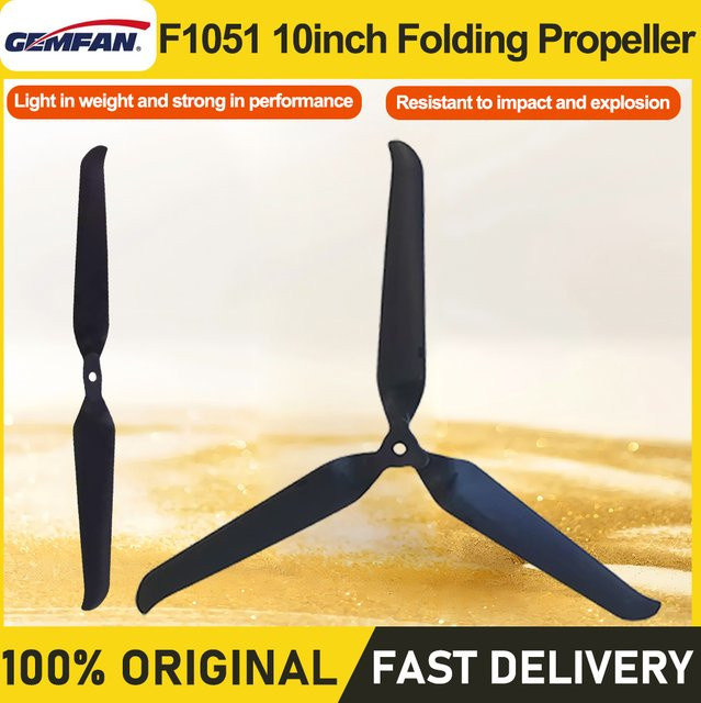 Gemfan F1051 10-Zoll-Faltpropeller aus Glasfaser-Nylon in Schwarz für FPV-Drohnen mit großer Reichweite (2-Blatt oder 3-Blatt) - Bild 1