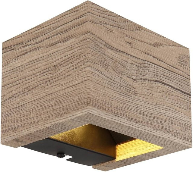 GLOBO LED-Wandleuchte in Schwarz und Dunkelbraun aus MDF und Metall mit modernem Design, B/H: 13,2 x 9,8 cm - Bild 1