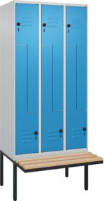 C+P Z-Spind Classic PLUS Sitzbank mit 6 Fächern und Sicherheits-Drehriegel, Buche-Hartholz, B/T/H: 212,0 x 90,0 x 81,5 cm - Bild 1