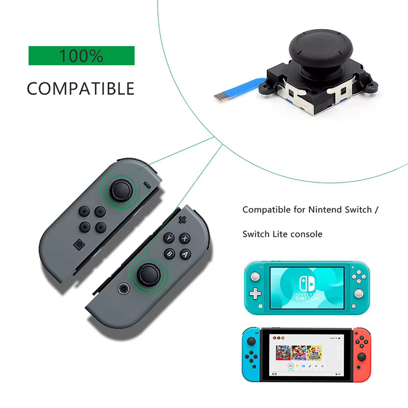 Ersatz-Joystick für Nintendo Switch, Switch Lite und Joycon Controller, Analog Thumb Stick Reparatur-Set in Schwarz oder Blau - Bild 3