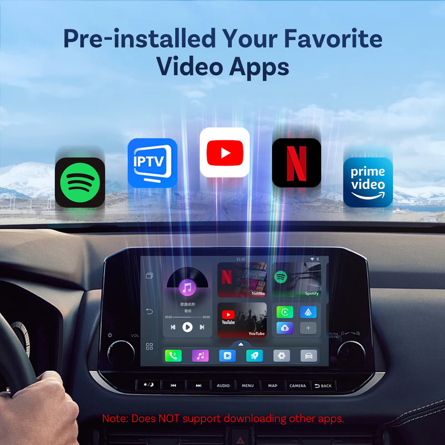 Ottocast Play2video Pro AI Box Kabelloser CarPlay und Android Auto Adapter mit 1080P Bildschirmspiegelung sowie integriertem YouTube, Netflix, TikTok und IPTV in Schwarz - Bild 3