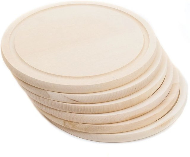 HolzFee Frühstücksbrettchen Set 6-teilig rund aus Holz in Beige, Durchmesser: 25 cm, Höhe: 1,5 cm - Bild 1