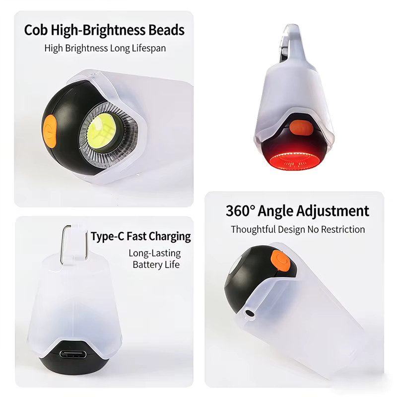LINYILIGHT LED-Mini-Campinglampe, wiederaufladbare tragbare Taschenlampe mit weißem und rotem Licht, wasserdichtes Notlicht für Outdoor, Camping und Radfahren - Bild 6