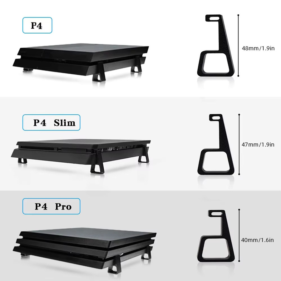 JCD Kühlungshalterung für PS4 Pro Slim Konsole, Horizontale Standfüße Basis Zubehör, Schwarz - Bild 4