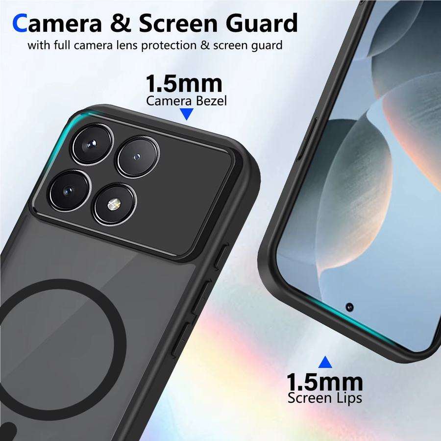 Stoßfeste Xiaomi Phone Case Hülle für POCO X8 Pro, X8 Pro Max, F8 Pro und F8 Ultra in Schwarz mit mattem TPU-Rahmen und Unterstützung für kabelloses Laden - Bild 3