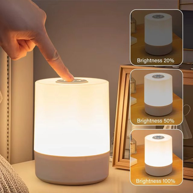 GGBEE LED Tischlampe Weiß, Dimmbare Touch Nachtlicht mit Akku für Schreibtisch und Schlafzimmer - Bild 1