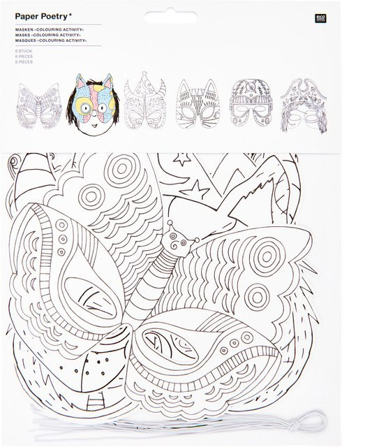 Rico Design Paper Poetry Masken zum Ausmalen 6-teiliges Set - Bild 1