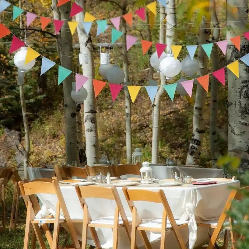 4M Bunte Jute-Leinen Wimpelgirlande in Mehrfarbig für Geburtstag und Hochzeit, rustikaler Wandbehang mit 4m Länge - Bild 3