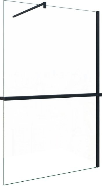 AICA Walk In Duschwand aus ESG-Glas mit Stabilisator und Duschregal, Schwarz, B: 140 cm, H: 200 cm - Bild 1