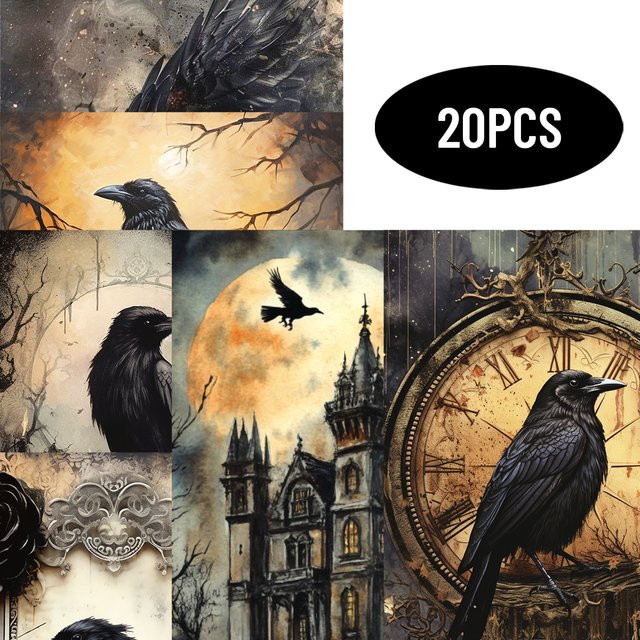 Etori Life Materialpapier Raven in the Dark Schwarz, 20 Blatt, B: 14 cm, H: 10 cm - Bild 1