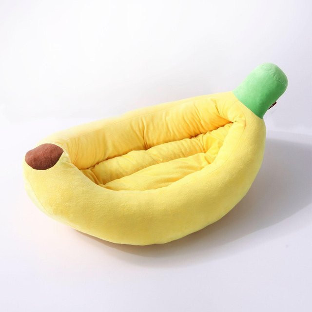Waschbare Bananen-Hundehütte und Katzenhütte im Teddybär-Design von Pet Products My, Farbe: Gelb, B/T/H: 60 x 35 x 10 cm - Bild 1