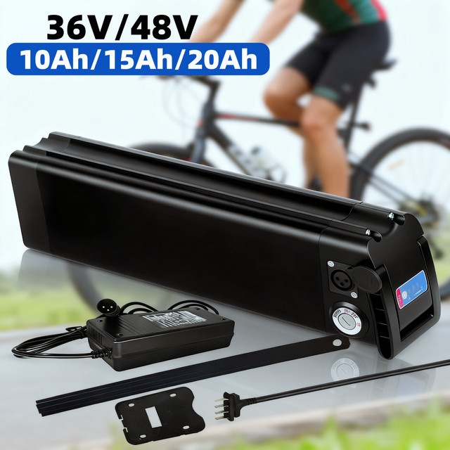 Silver Fish Li-Ion Akku mit Ladegerät für 250W-1000W Motoren, 36V/48V, Schwarz - Bild 1