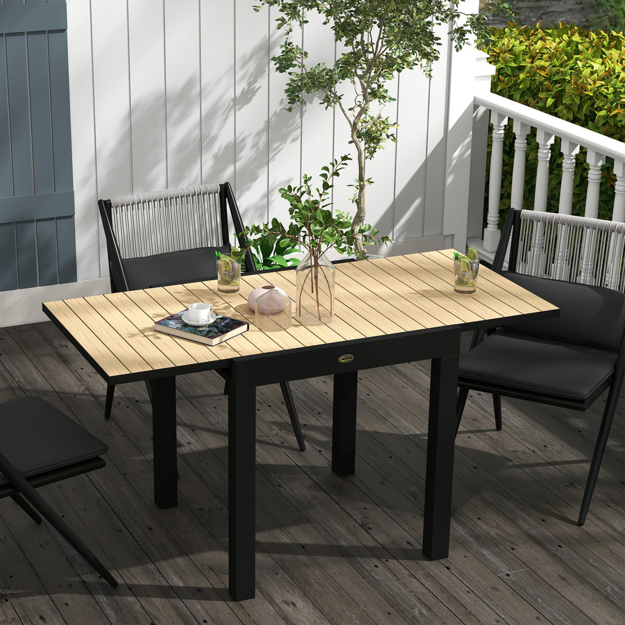 Outsunny Esstisch für Garten Terrasse und Balkon aus Aluminium in Gelb, erweiterbar, B/T/H: 81 x 80 x 75 cm bis 162 x 80 x 75 cm - Bild 2