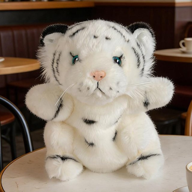 Yiran toy Tiger Handpuppe Plüschtier, Weiß, Gelb, ab 14 Jahren - Bild 1