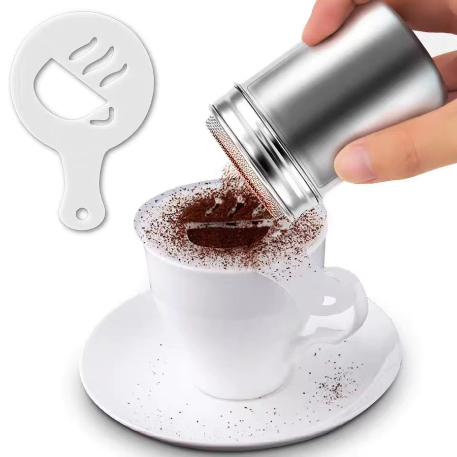 YOCITY Edelstahl-Kaffeeshaker Set mit Sieb in Silber für Kakao, Schokolade und Puderzucker - Bild 4